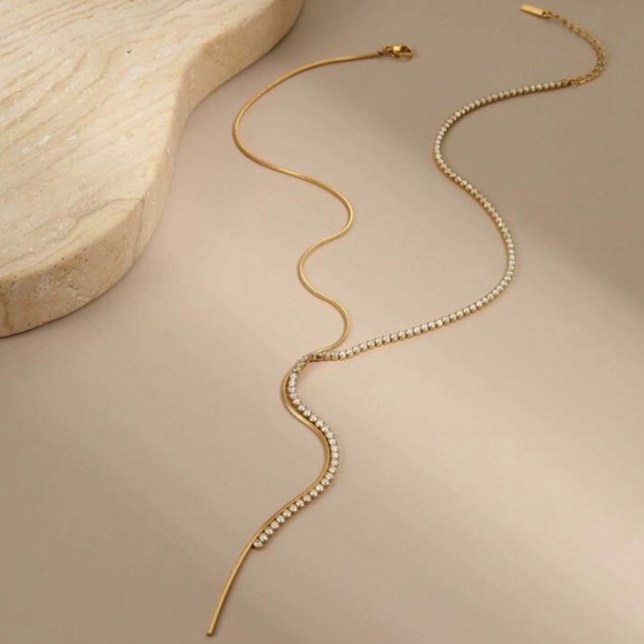 Diamond Lariat Necklace Q829 - Picture 2 of 6